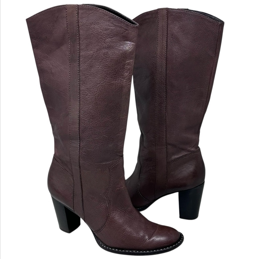 Micheal Kors Brown Leather Tall Heeled Boots Womens 7.5